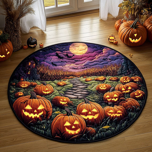 Midnight Halloween Pumpkin WY1808038CL Quilted Round Mat