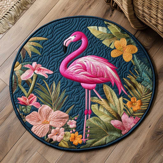 Tropical Flamingo Nights WN1803048CL Quilted Round Mat