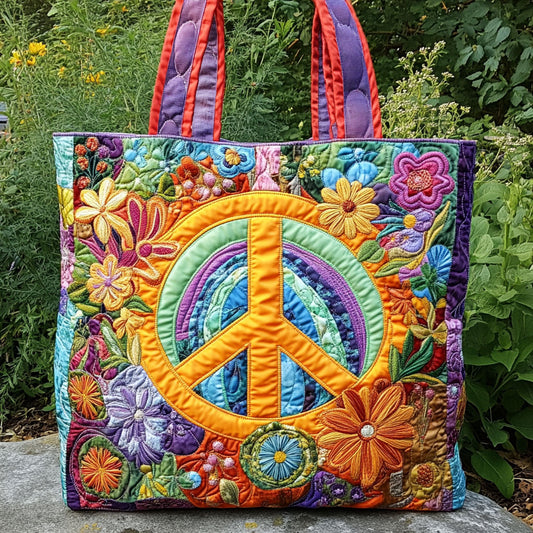 Peace Bloom WN2309072CL Quilted Tote Bag