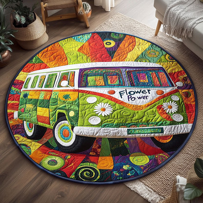 Retro Hippie Van WJ1004046CL Quilted Round Mat