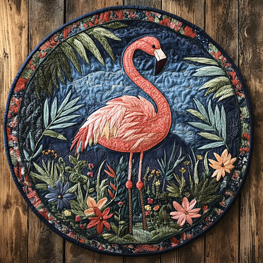 Flamingo Bloom WN0707048CL Quilted Round Mat