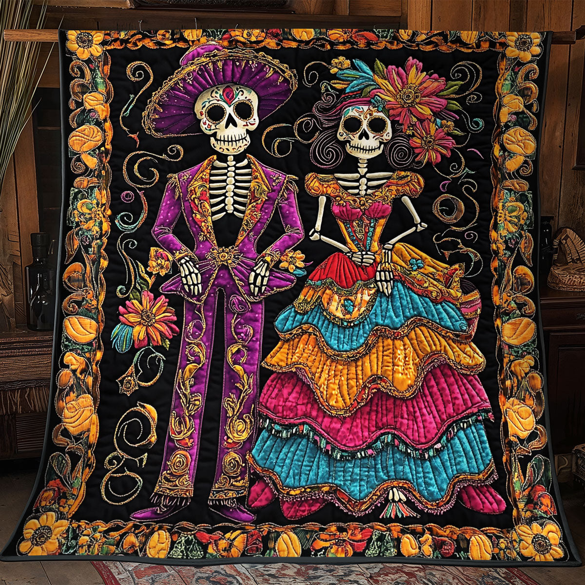 Día de Muertos Couple CM1804029CL Quilt