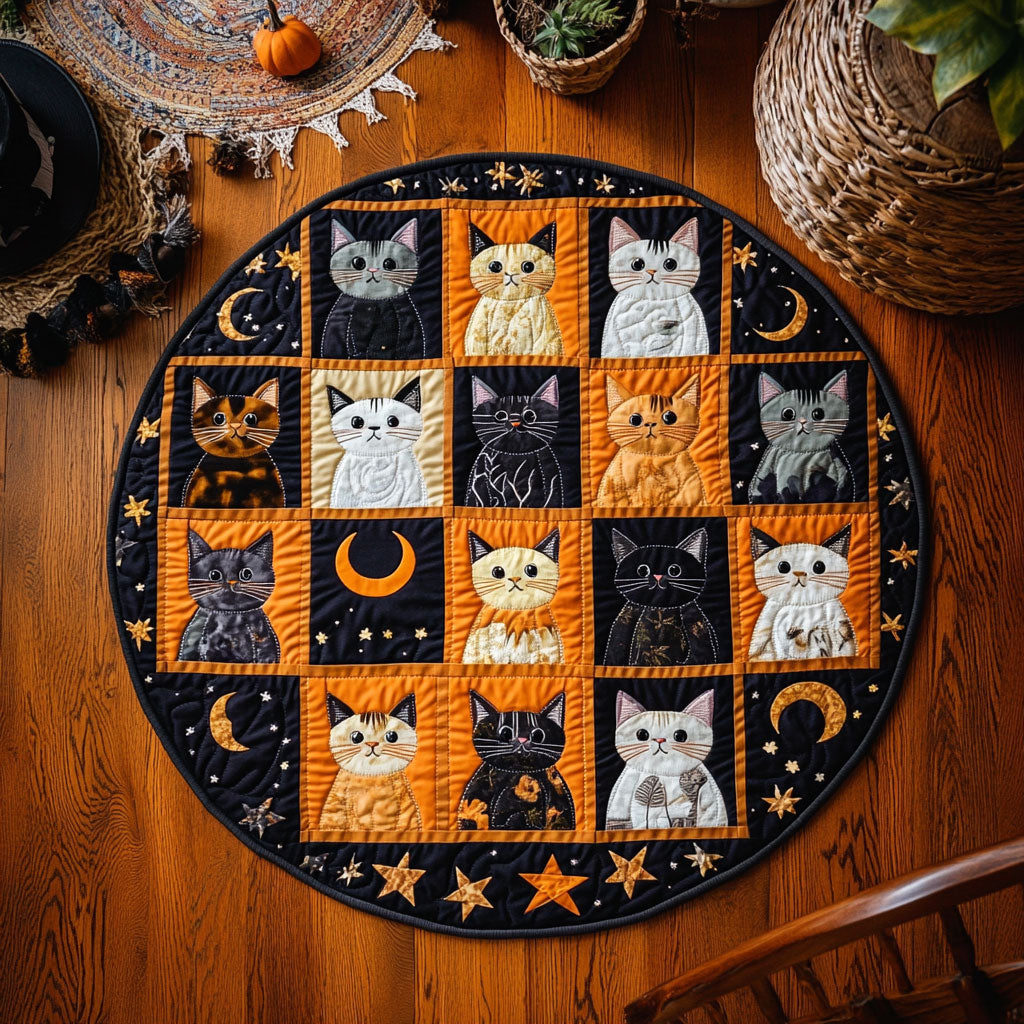 Celestial Cat WY0608003CL Quilted Round Mat