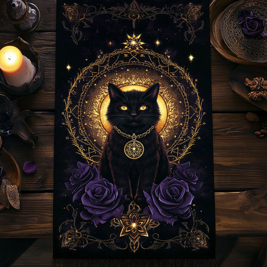Moonlight Cat WN0807074CL Quilted Table Runner
