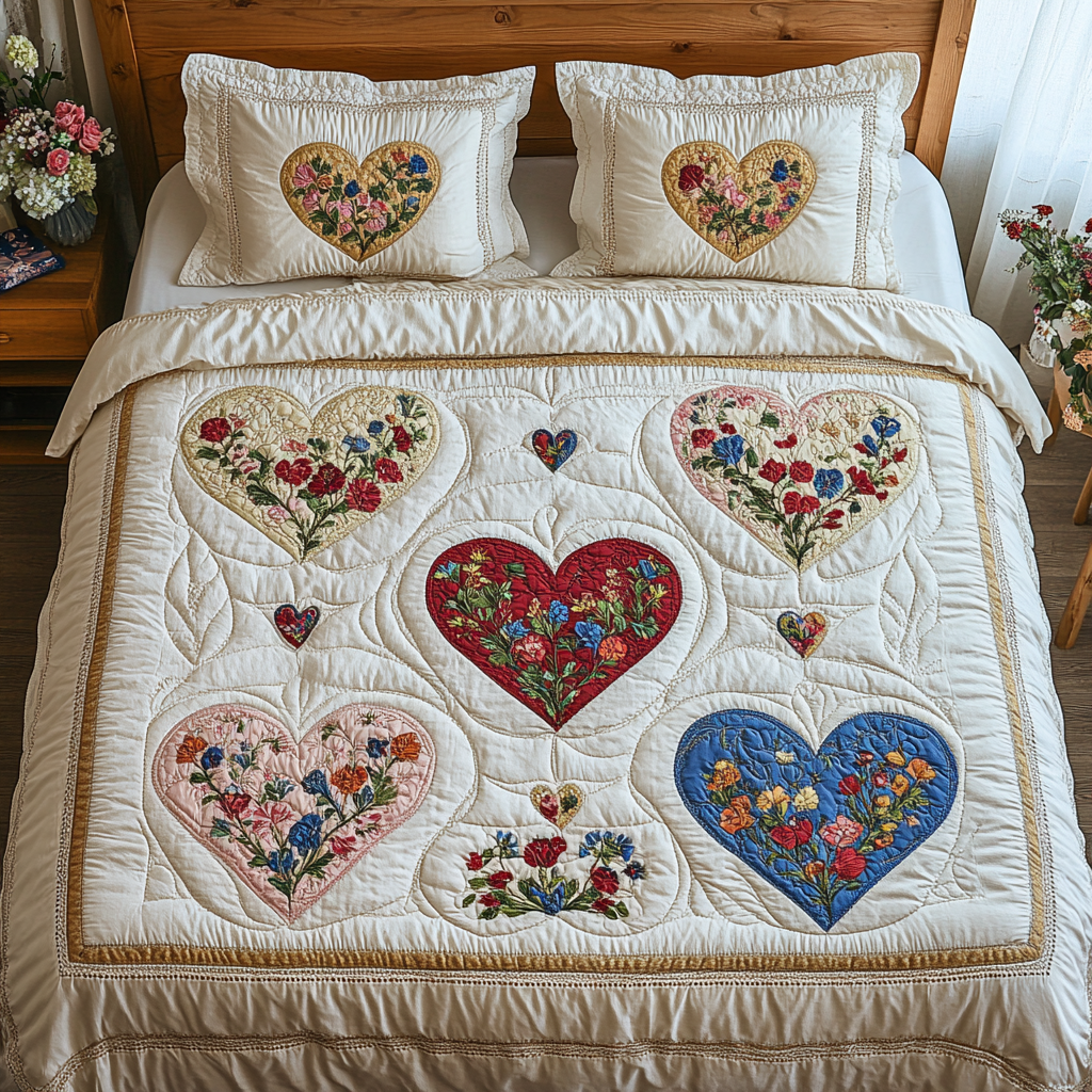 Blooming Hearts Patchwork YR1701030CL Duvet Cover Set
