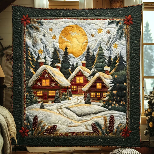 Christmas Eve Forest Cabin WN0110006CL Quilt