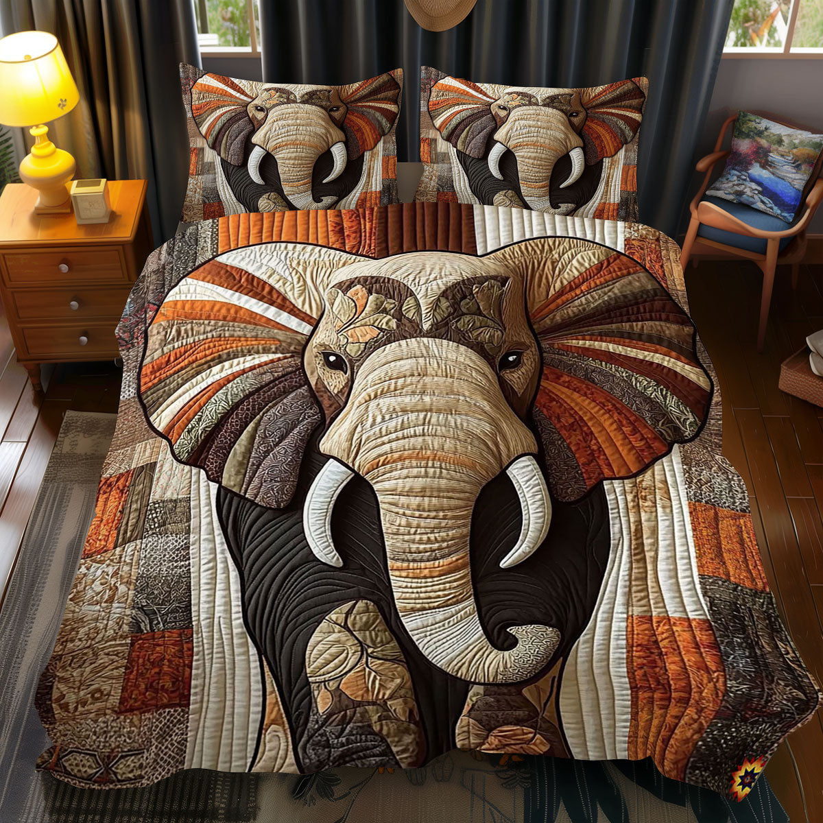 Majestic Elephant Mosaic WJ1912046CL Duvet Cover Set