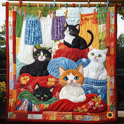 Kitten In Drying Yard WY1812032CL Quilt
