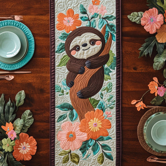 Floral Sloth WY0506021CL Quilted Table Runner