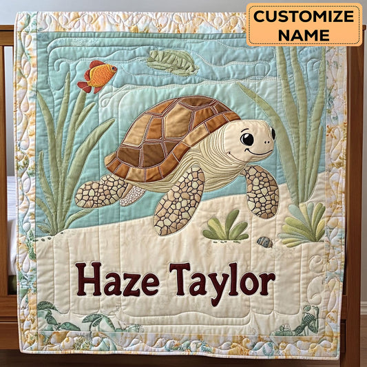 Turtle Drift WN2807125CL Personalized Baby Quilt