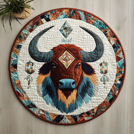 Bison Native American CW1007004CL Quilted Round Mat