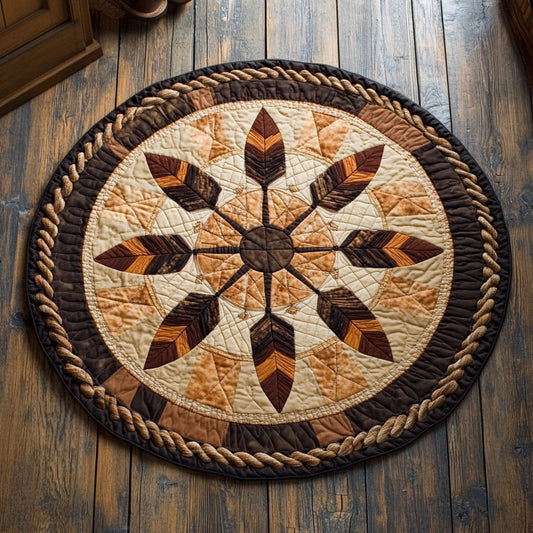 Circle Of Feathers CP1007010CL Quilted Round Mat