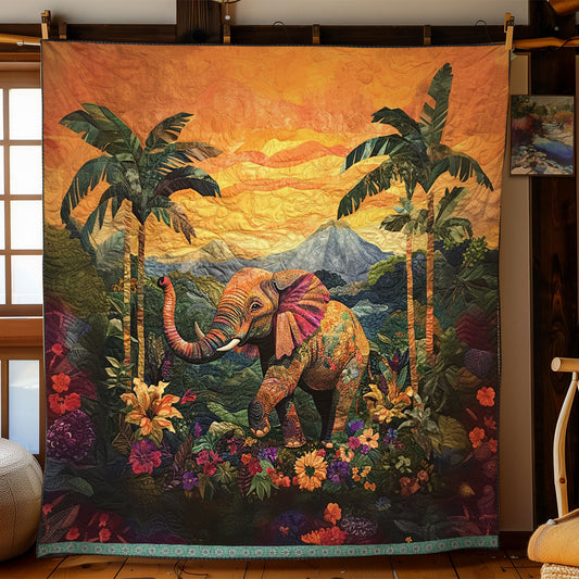 Elephant and Flowers CM2403007CL Quilt