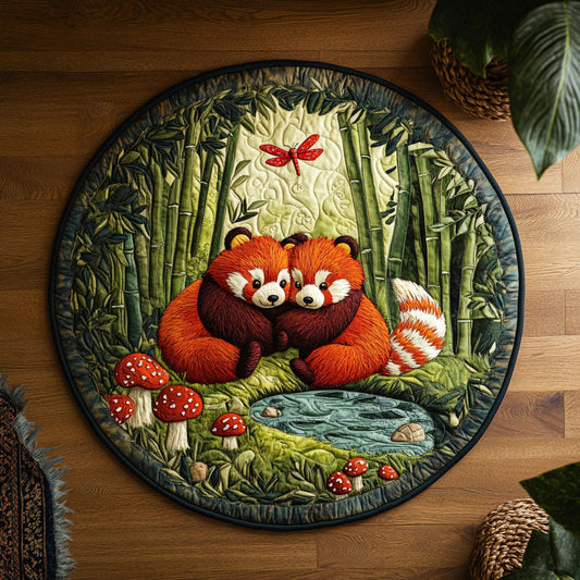 Couple Red Panda WX2605015CL Quilted Round Mat
