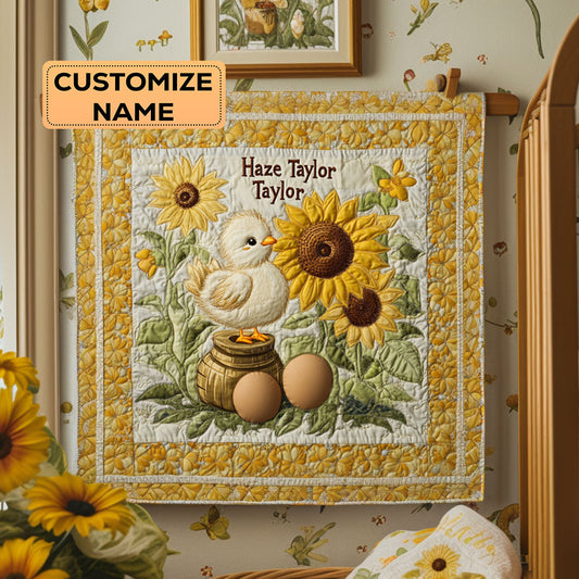 Sunflower Cluckling WY3107031CL Personalized Baby Quilt