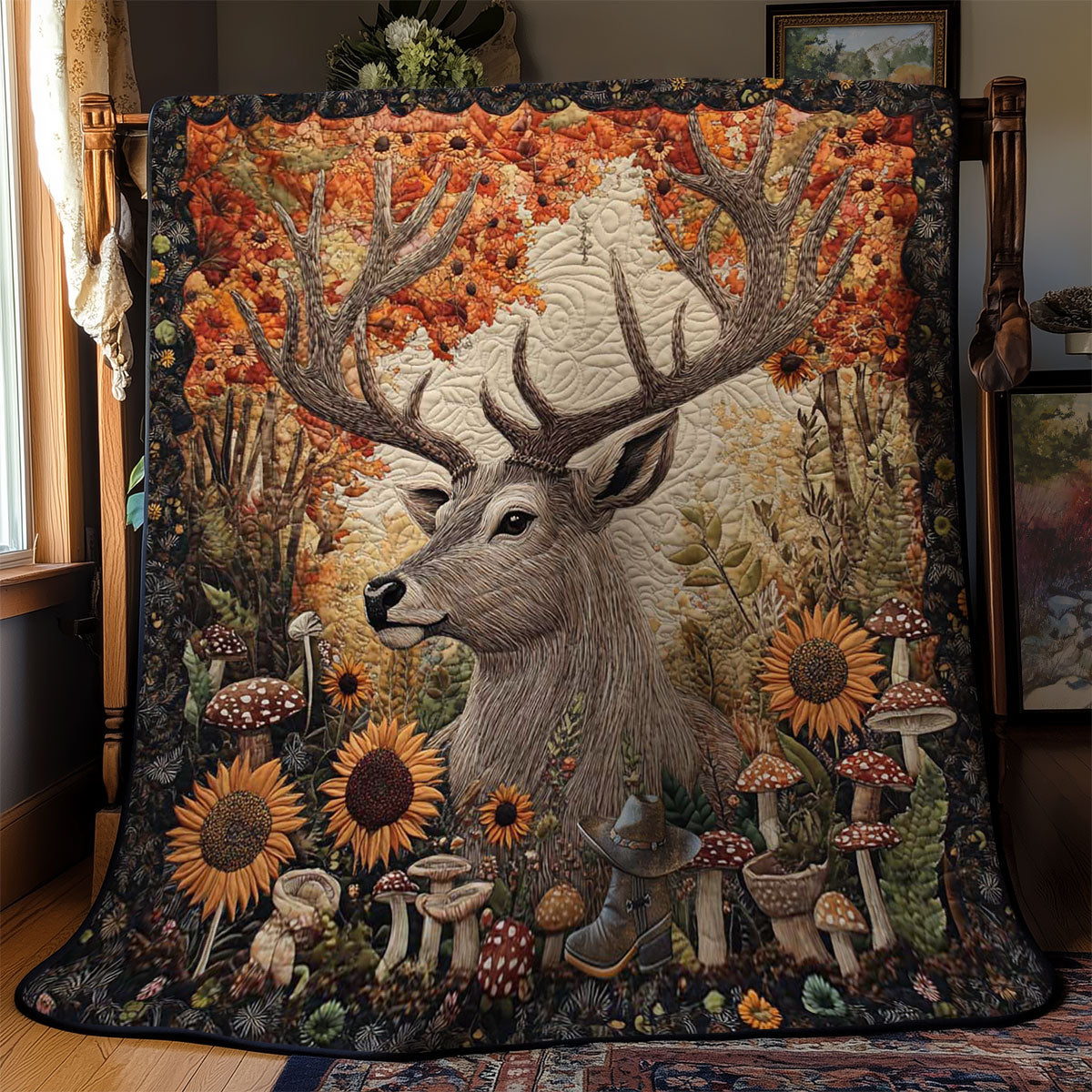 Sunflower Deer WN1312055CL Quilt