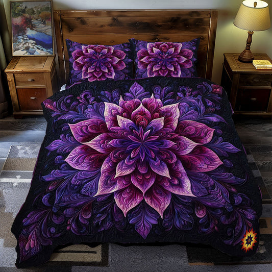 Mystic Purple Flower Bloom WY09120061CL Duvet Cover Set