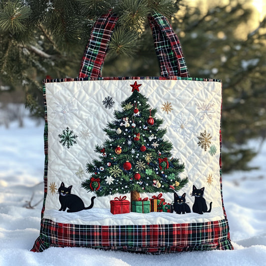 Black Cat Holiday Spirit WN0711006CL Quilted Tote Bag