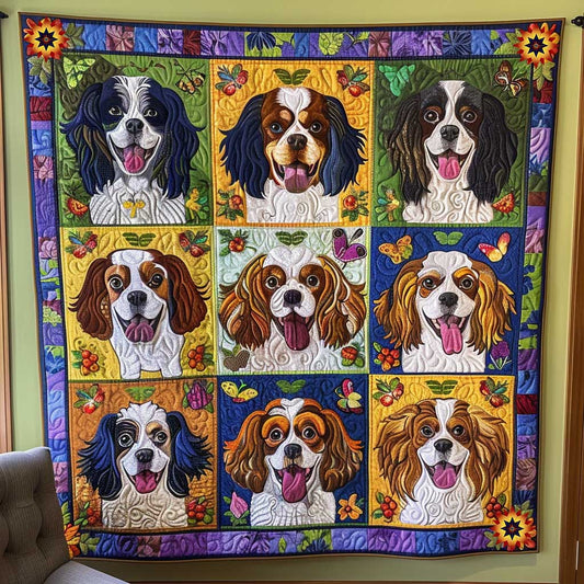 9 Floral Cavelier Dog WP1610001CL Quilt