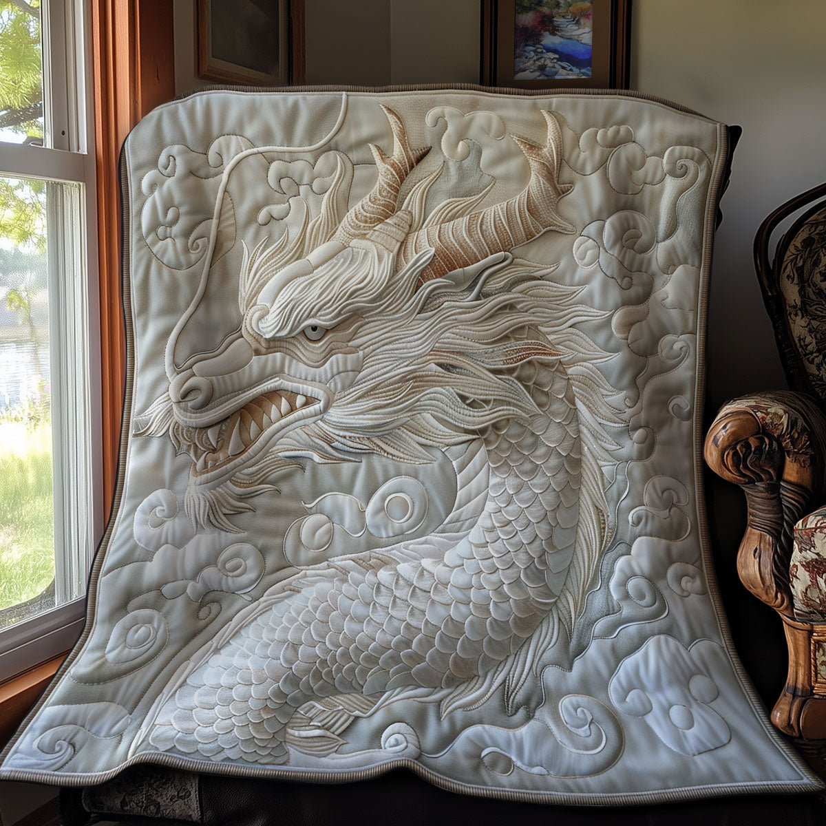 White Dragon Portrait WY0801089CL Quilt