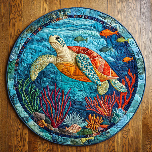 Colorful Turtle CQ0306049CL Quilted Round Mat