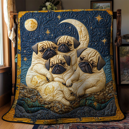 Sleeping Puppy Pugs WY1902099CL Quilt