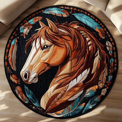 Horse Native American WX2003130CL Quilted Round Mat