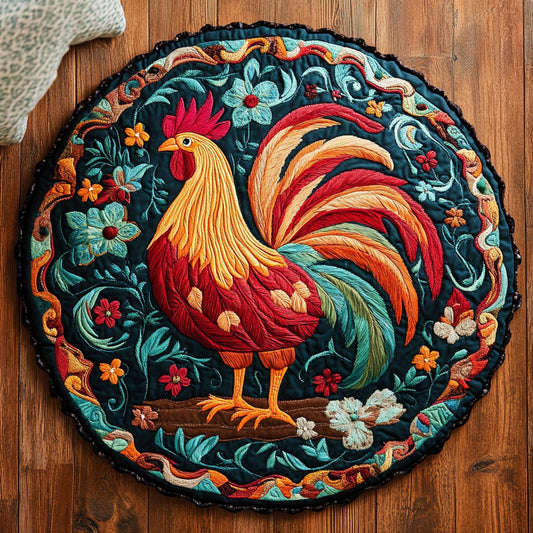 Rooster Bloom WY0605010CL Quilted Round Mat