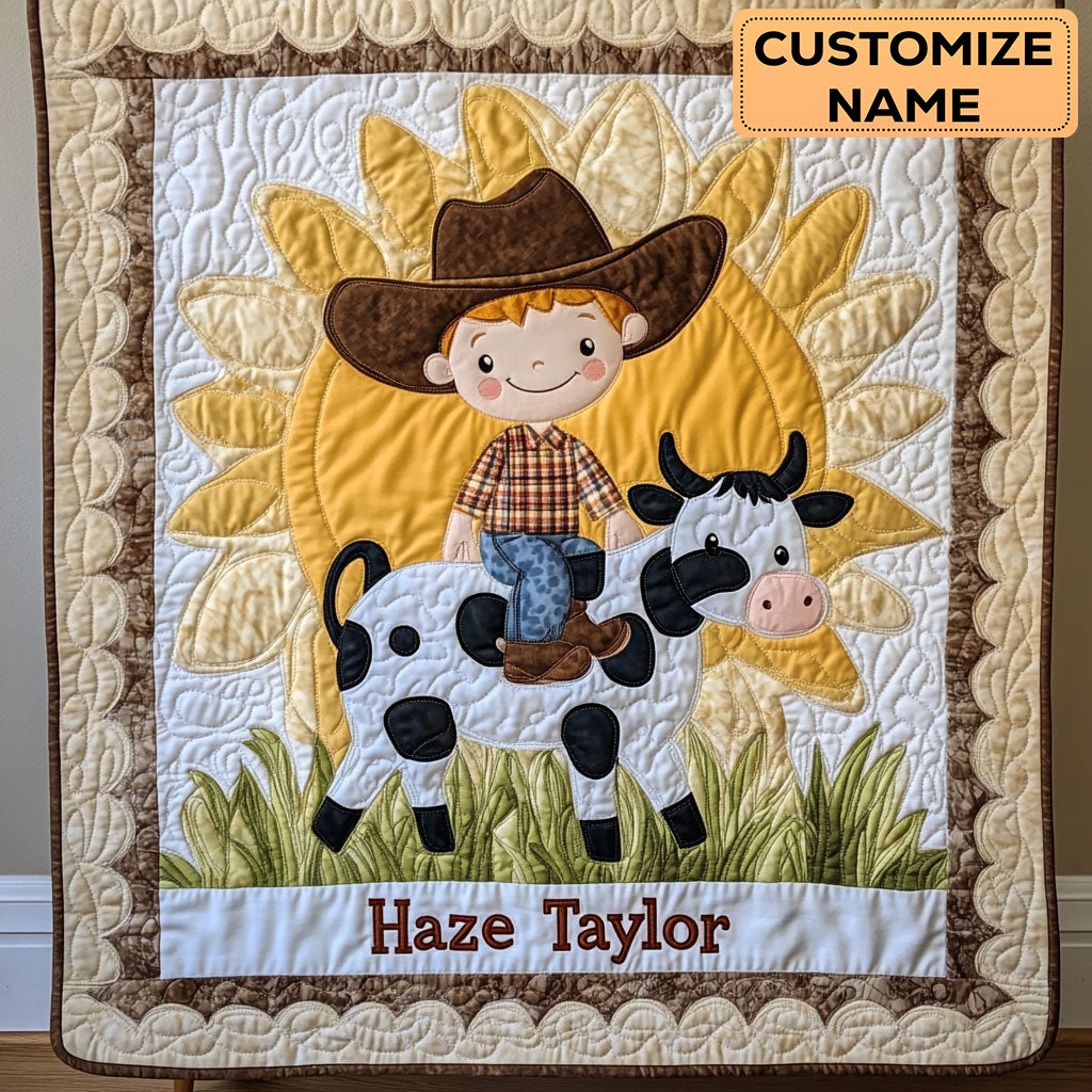 Cowboy On The Field WN2807036CL Personalized Baby Quilt