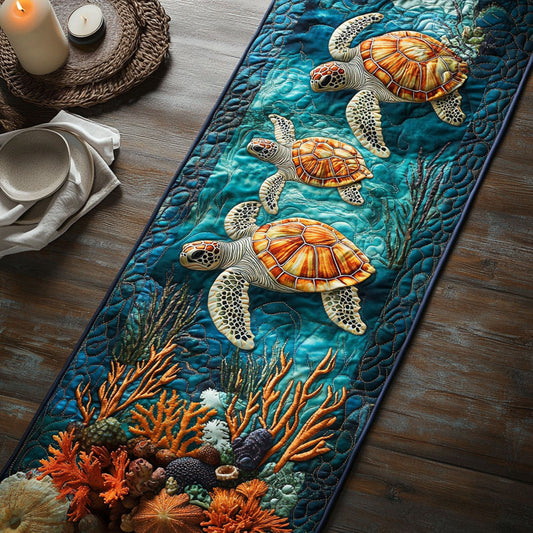 Sea Turtle CW1606045CL Quilted Table Runner