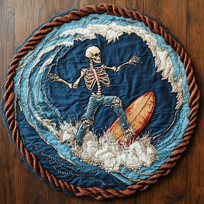 Patriotic Skeleton Surf WN1205070CL Quilted Round Mat