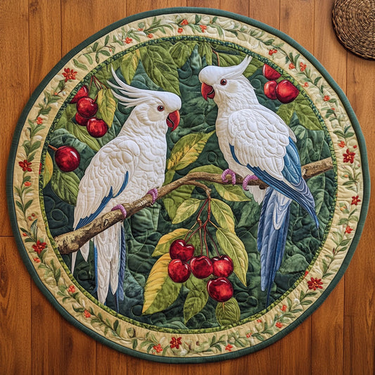 Cherry Blossom Cockatoos WY1408035CL Quilted Round Mat