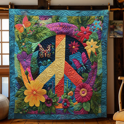 Peace Sign Flower WY2301071CL Quilt