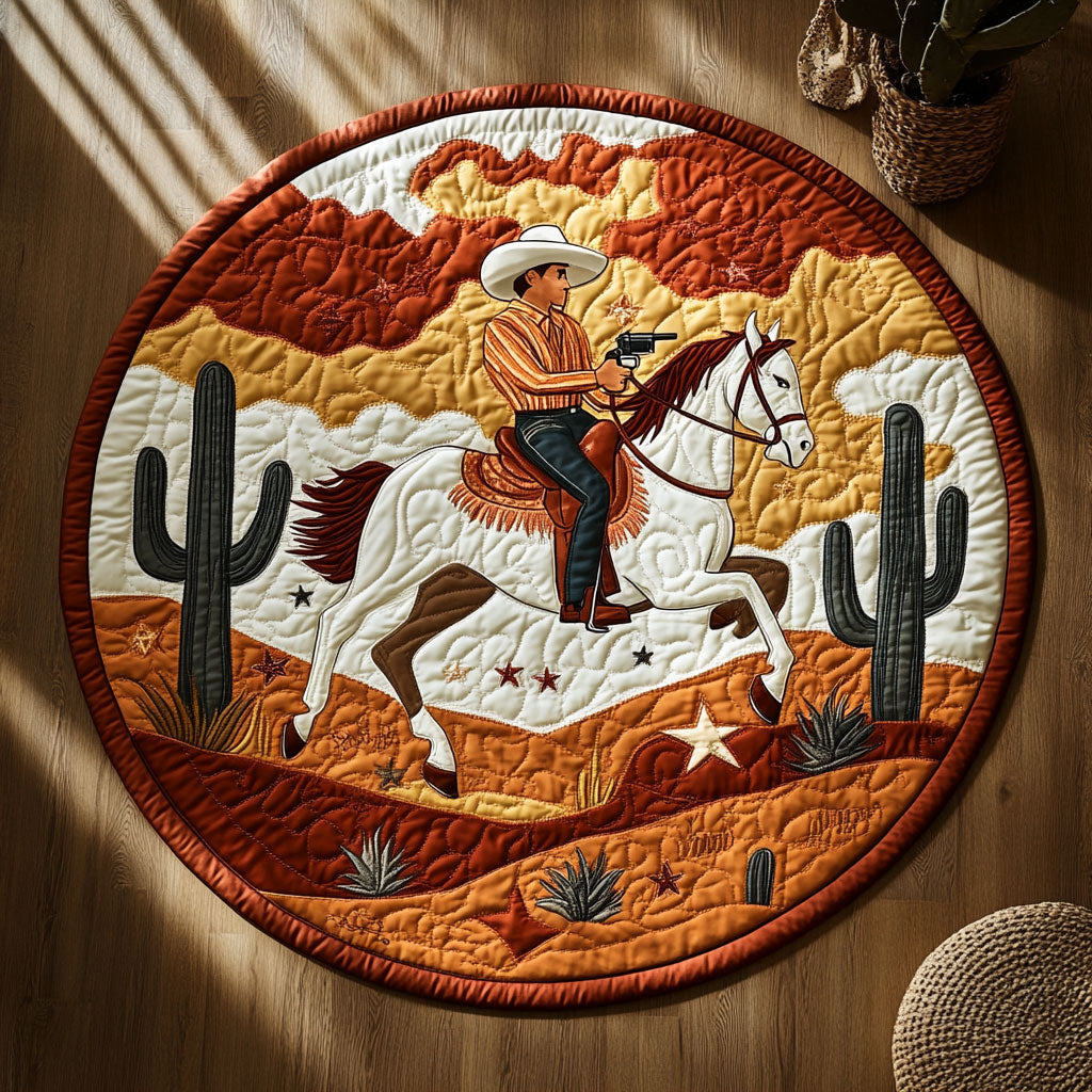 The Cowboy Ride WY2008085CL Quilted Round Mat