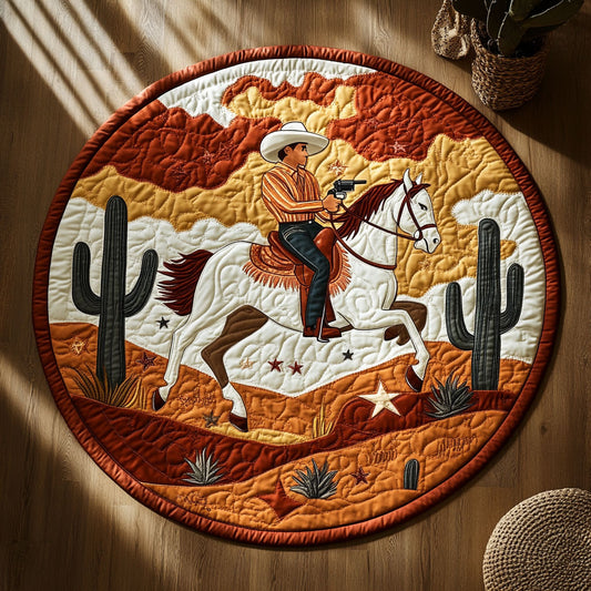 The Cowboy Ride WY2008085CL Quilted Round Mat