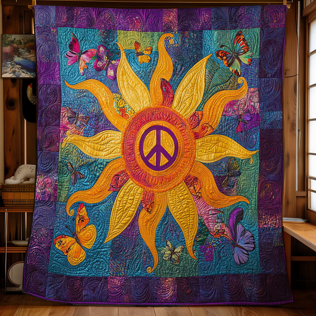 Peace Sign In Sun WY2102019CL Quilt