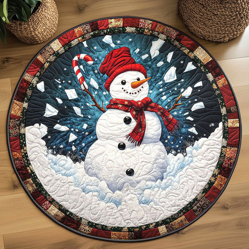 Christmas Laugh Snowman WN1111008CL Quilted Round Mat