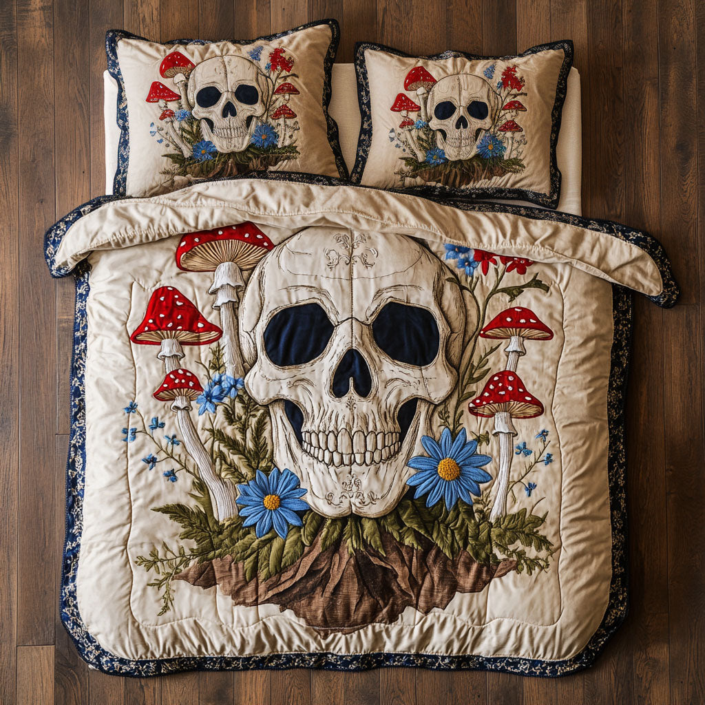 Shrooms And Skull Tales WN1607026CL Duvet Cover Set