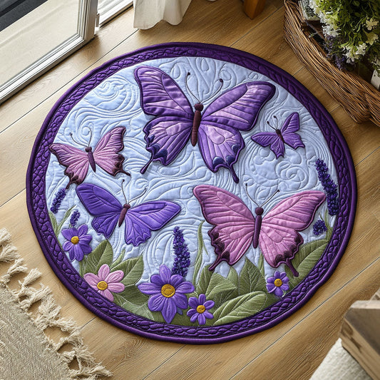 Purple Butterfly WX2005039CL Quilted Round Mat