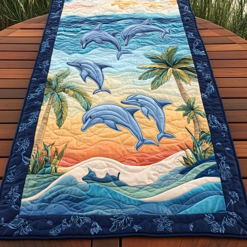 Dolphin Family WY2605024CL Quilted Table Runner