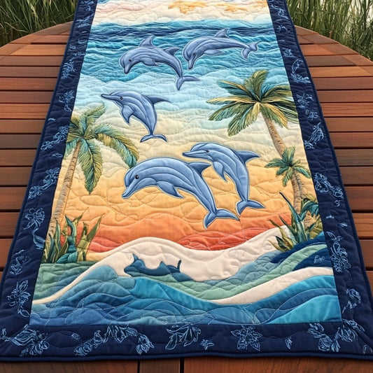 Dolphin Family WY2605024CL Quilted Table Runner