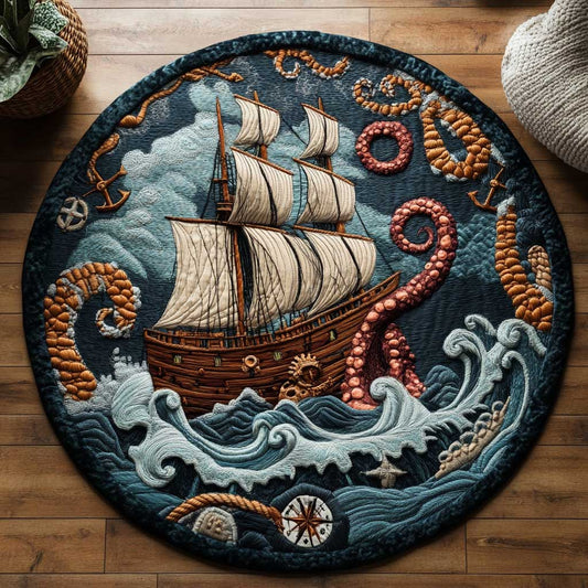 Night Of The Vintage Ship WN0805070CL Quilted Round Mat