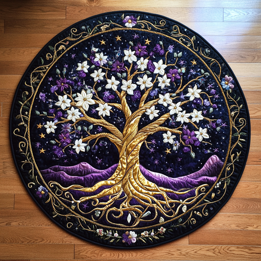 Night Flower Tree WY2804012CL Quilted Round Mat