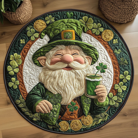 Lucky Clover Gnome WN1407035CL Quilted Round Mat