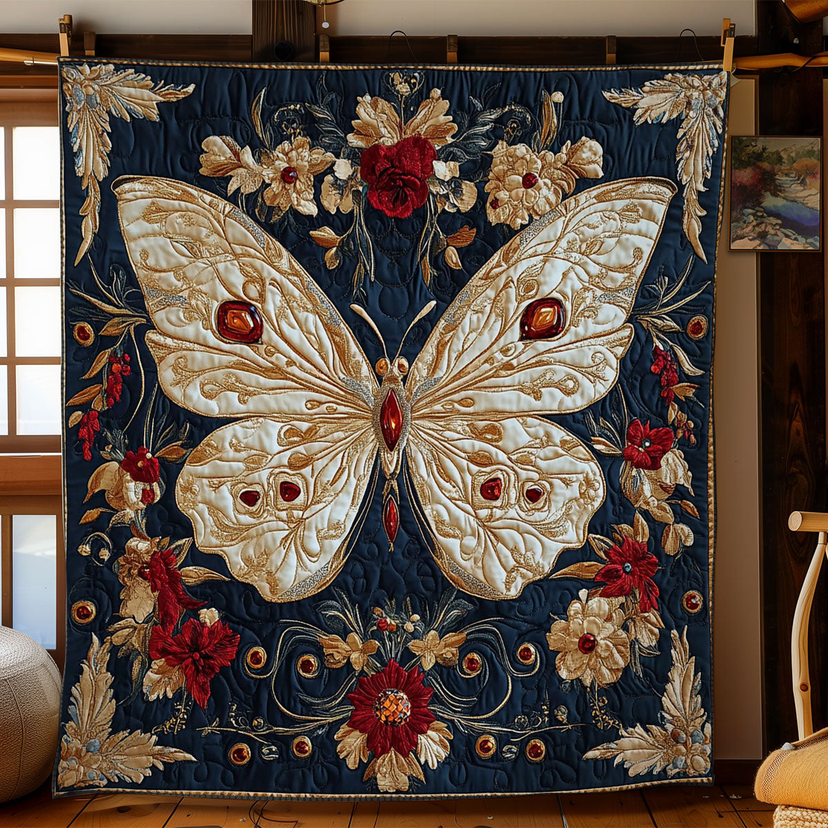 Gold Butterfly WY3112014CL Quilt