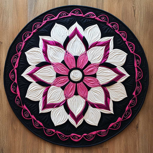 Mystic Pink Edged Bloom WN2904038CL Quilted Round Mat