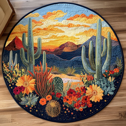 Fiery Desert Bloom LT2411008CL Quilted Round Mat