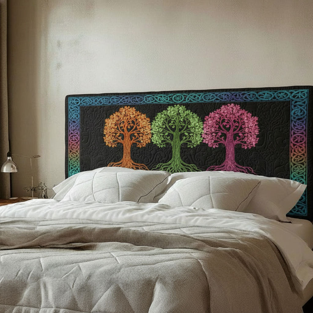 Colorful Celtic Tree WJ1012006CL Quilted Headboard Slipcover