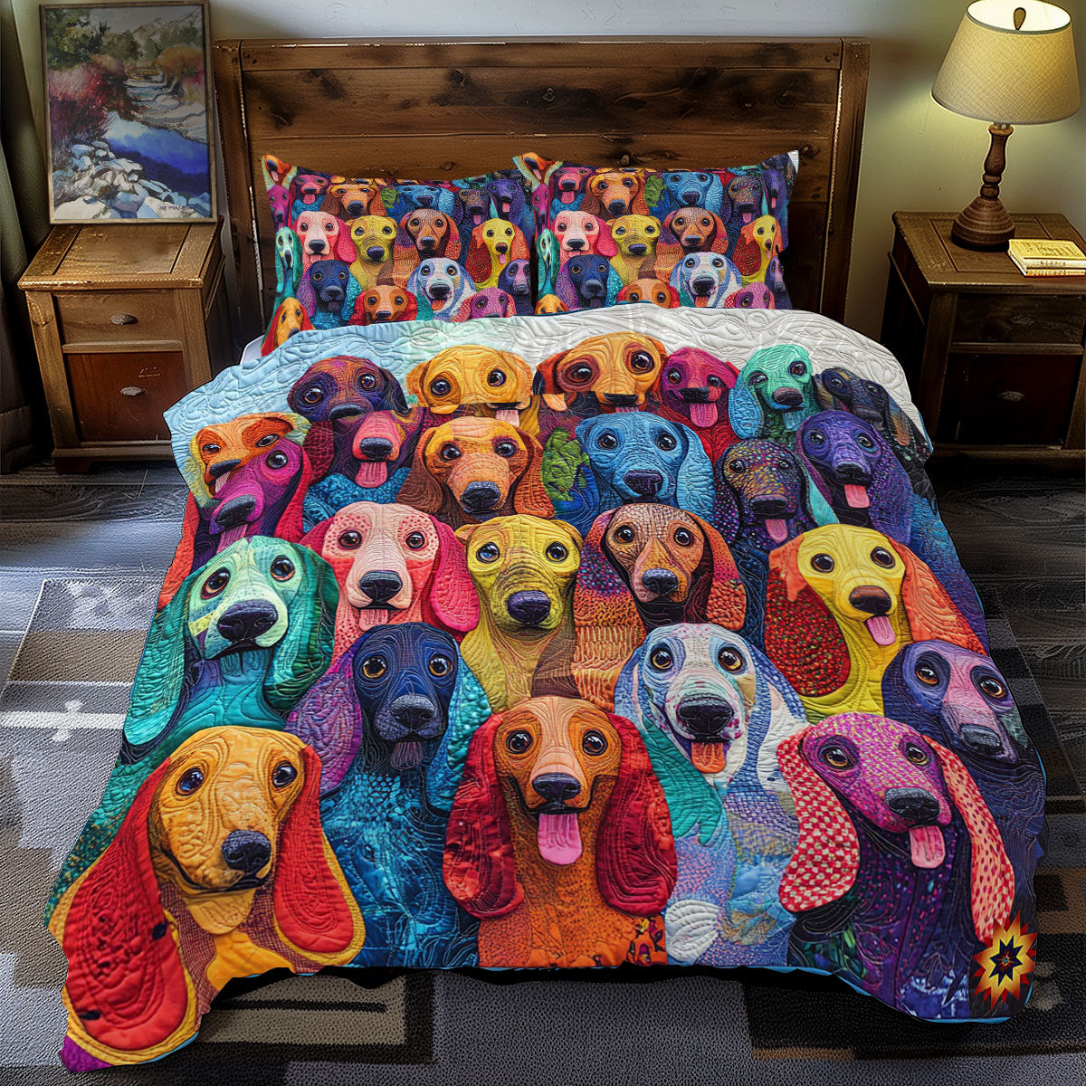 Colorful Dachshund WY0212067CL Duvet Cover Set