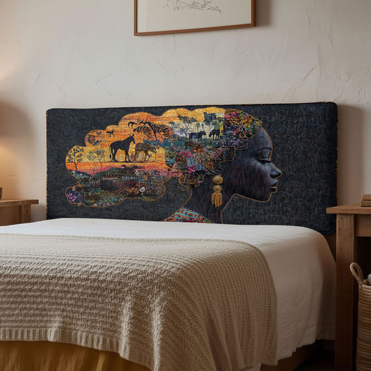 Golden African Woman WN2012030CL Quilted Headboard Slipcover